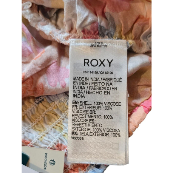 Women's Roxy Island Hops Floral Halter Top XS White Pink Strapless Tube Top - Picture 5 of 6